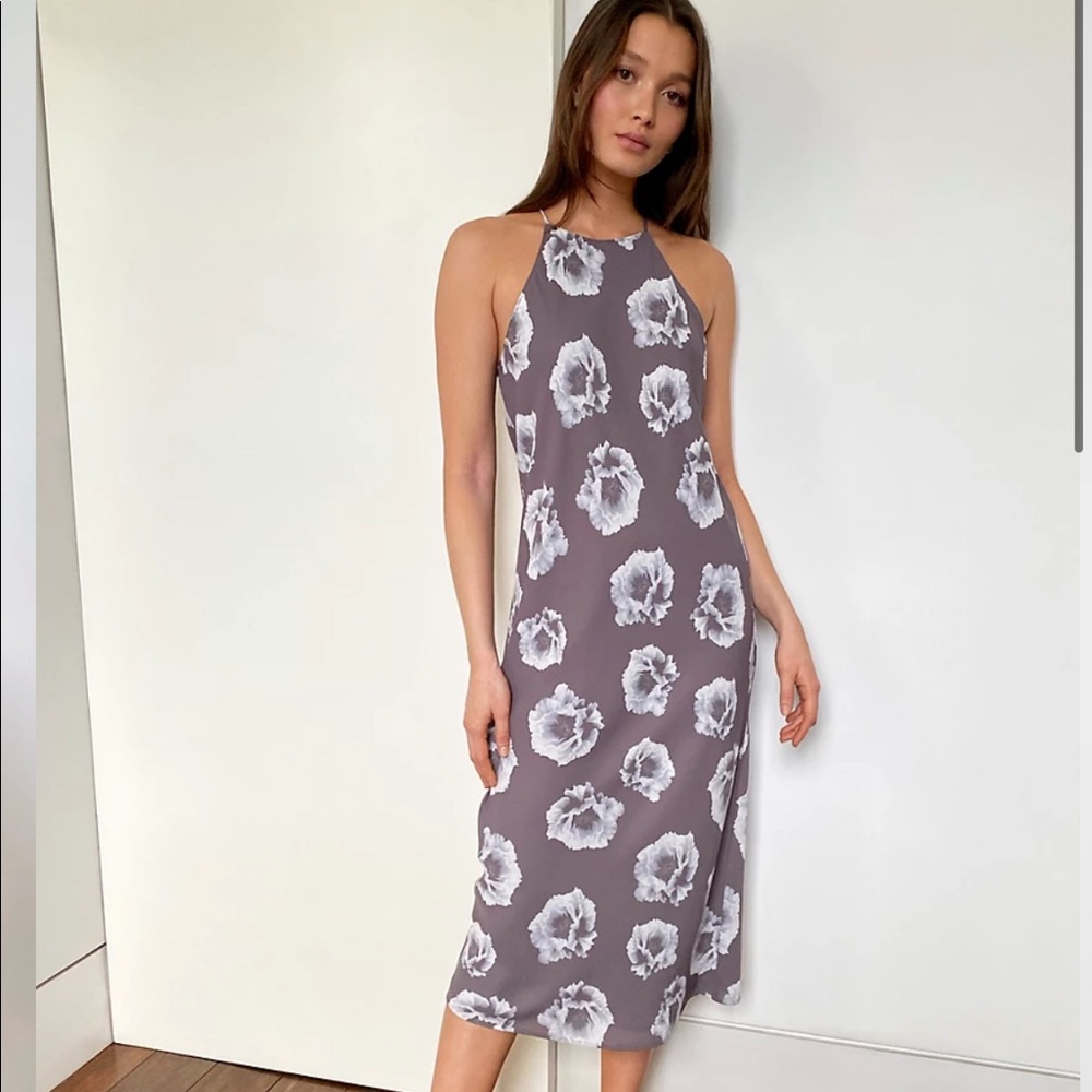 [Aritzia] BRAND NEW Babaton Lato Dress gray with white floral print, Size: S